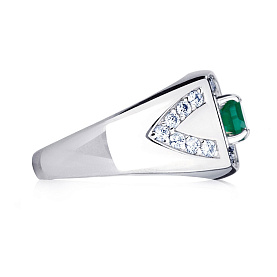 Кольцо Platinum Lab. - Платина 950, Изумруд, Бриллиант (арт. ПК-084И-01)