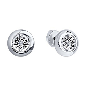 Серьги SOKOLOV - Серебро 925, Бриллиант, Бриллиант голубой, Бриллиант коньячный (арт. 87020053)