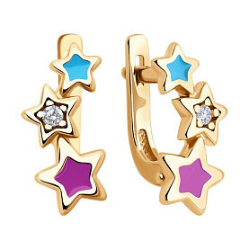 Серьги Diamant - Серебро 925, Фианит, Эмаль (арт. 93-120-02694-1)