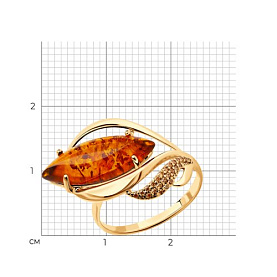 Кольцо SOKOLOV - Серебро 925, Фианит, Янтарь пресс. (арт. 83010031)