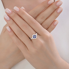 Кольцо SOKOLOV - Серебро 925, Фианит, Сапфир (арт. 62010020)