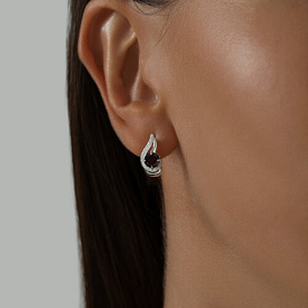 Серьги Diamant - Серебро 925, Гранат, Фианит (арт. 94-320-00555-2)