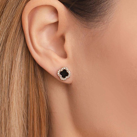 Серьги Атолл - Золото 585, Фианит, Эмаль (арт. 20487эс10)