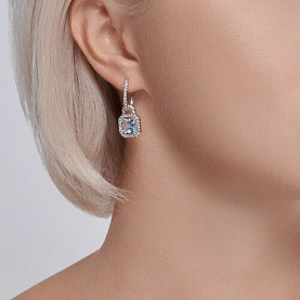 Серьги SOKOLOV - Серебро 925, Топаз, Фианит (арт. 92022830)