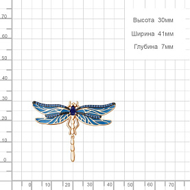 Брошь Аквамарин - Серебро 925, Синтетический сапфир , Эмаль (арт. 77474Б.6)