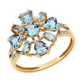 Кольцо Diamant - Золото 585, Топаз, Фианит (арт. 51-310-02436-1)