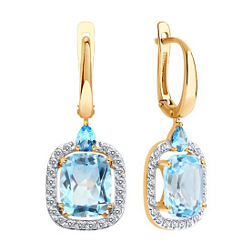 Серьги SOKOLOV - Золото 585, Топаз, Фианит (арт. 729030)