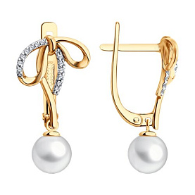 Серьги SOKOLOV - Золото 585, Жемчуг культивированный, Фианит (арт. 792491)