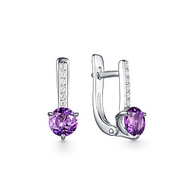 Серьги Дар - Серебро 925, Аметист, Фианит (арт. С-3776рс40100)