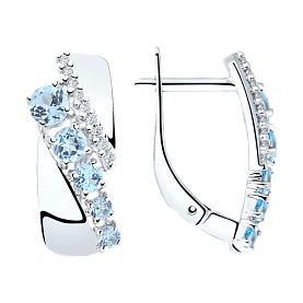 Серьги SOKOLOV - Серебро 925, Топаз, Фианит (арт. 92022049)