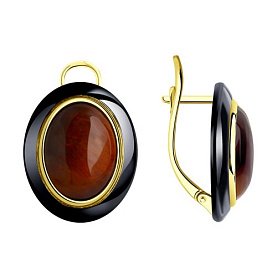 Серьги Diamant - Серебро 925, Тигровый глаз (арт. 93-320-01694-1)