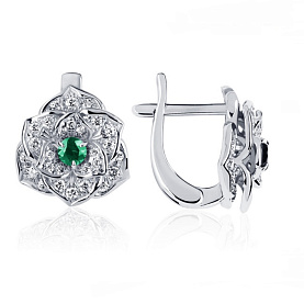 Серьги Platinum Lab. - Платина 950, Изумруд, Изумруд (арт. ПС-040И-02)