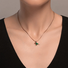 Подвеска SOKOLOV - Золото 585, Агат, Синтетический сапфир , Фианит (арт. 732377)