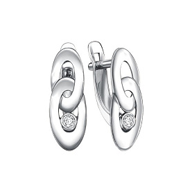 Серьги Золотые узоры - Серебро 925, Фианит (арт. 90-52-0036-5-00)