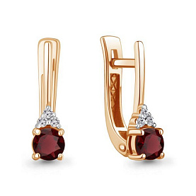 Серьги Аквамарин - Золото 375, Гранат, Фианит (арт. 45023703.8)