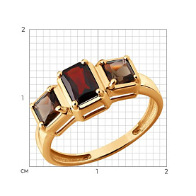 Кольцо Diamant - Серебро 925, Гранат, Раухтопаз (арт. 93-310-01769-1)