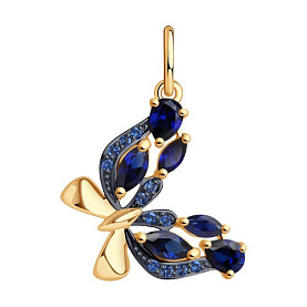 Подвеска SOKOLOV - Золото 375, Синтетический сапфир , Фианит (арт. 37731565)