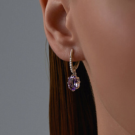 Серьги Diamant - Серебро 925, Аметист, Фианит (арт. 94-321-02054-3)