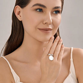 Кольцо SOKOLOV - Серебро 925, Оникс, Перламутр, Фианит (арт. 92014673)