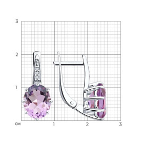 Серьги Diamant - Серебро 925, Аметист, Фианит (арт. 94-320-02054-3)