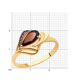 Кольцо SOKOLOV - Золото 585, Гранат, Фианит (арт. 716598)