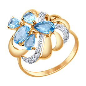 Кольцо SOKOLOV - Золото 375, Топаз, Фианит (арт. 37714749)