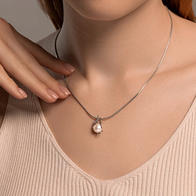 Подвеска SOKOLOV - Серебро 925, Жемчуг культивированный, Фианит (арт. 92030791)