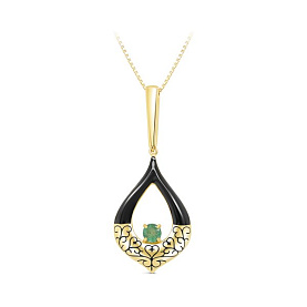 Колье Кабаровских - Серебро 925, Эмаль, Изумруд (арт. 16-711-1287)