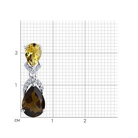 Подвеска SOKOLOV - Серебро 925, Раухтопаз, Фианит, Цитрин (арт. 92030419)