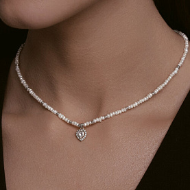 Колье SOKOLOV - Серебро 925, Жемчуг имитация, Фианит (арт. 94071070)