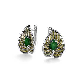 Серьги Дар - Серебро 925, Жадеит, Фианит (арт. С-5169рлзс4118222)