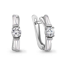 Серьги Аквамарин - Серебро 925, Фианит (арт. 400262А.5)