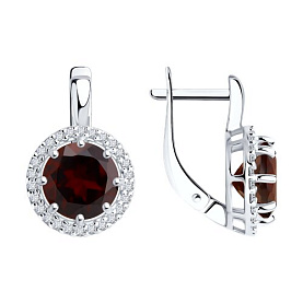 Серьги Diamant - Серебро 925, Гранат, Фианит (арт. 94-320-02052-2)