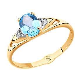 Кольцо SOKOLOV - Золото 375, Топаз, Фианит (арт. 37715496)