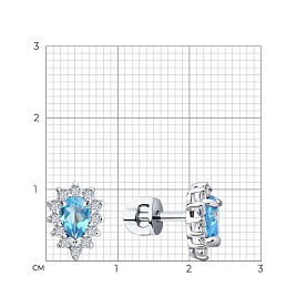 Серьги SOKOLOV - Серебро 925, Топаз, Фианит (арт. 92021147)