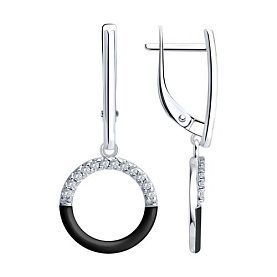 Серьги Diamant - Серебро 925, Фианит, Эмаль (арт. 94-121-00241-2)