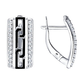 Серьги Diamant - Серебро 925, Фианит, Эмаль (арт. 94-120-00247-1)