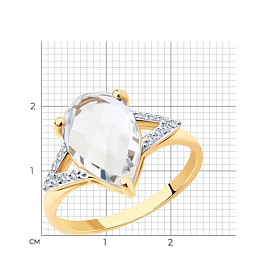 Кольцо SOKOLOV - Золото 585, Горный хрусталь, Фианит (арт. 716237)