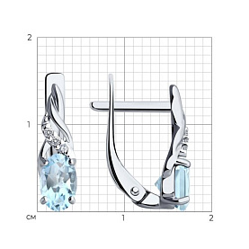 Серьги Diamant - Серебро 925, Топаз, Фианит (арт. 94-320-00177-1)