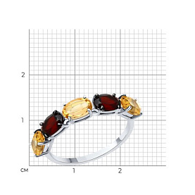 Кольцо SOKOLOV - Серебро 925, Гранат, Цитрин (арт. 92014322)