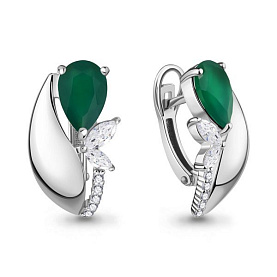 Серьги Аквамарин - Серебро 925, Агат, Фианит (арт. 4963909А.5)