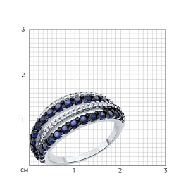 Кольцо SOKOLOV - Серебро 925, Синтетический сапфир , Фианит (арт. 88010077)