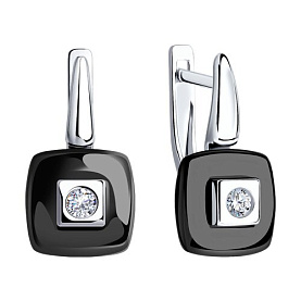 Серьги Diamant - Серебро 925, Керамика, Фианит (арт. 94-120-01278-1)