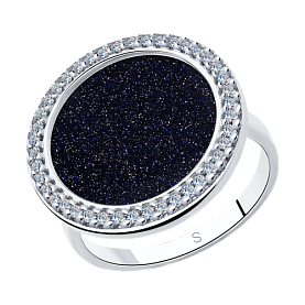 Кольцо SOKOLOV - Серебро 925, Авантюриновое стекло, Фианит (арт. 94013022)