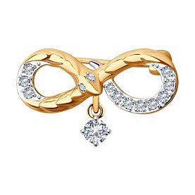 Брошь SOKOLOV - Золото 585, Фианит (арт. 040325)