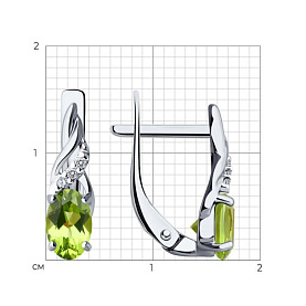 Серьги Diamant - Серебро 925, Фианит, Хризолит (арт. 94-320-00177-2)