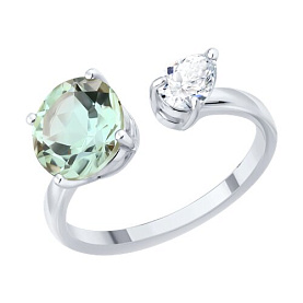 Кольцо SOKOLOV - Серебро 925, Празиолит, Фианит (арт. 92014719)
