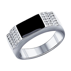 Кольцо SOKOLOV - Серебро 925, Фианит, Эмаль (арт. 94011390)