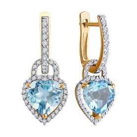 Серьги SOKOLOV - Золото 585, Топаз, Фианит (арт. 728796)