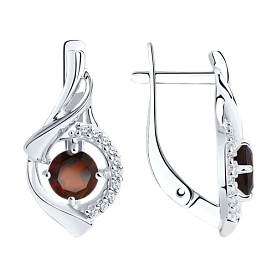 Серьги Diamant - Серебро 925, Гранат, Фианит (арт. 94-320-00379-2)